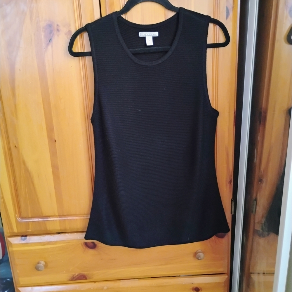 Dana Buchman Black Ribbed Tank Top